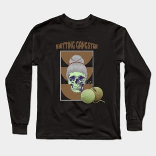 Knitting gangster mint green skull Long Sleeve T-Shirt